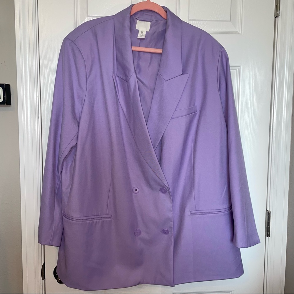 H&M lavender double breasted blazer, size XXL